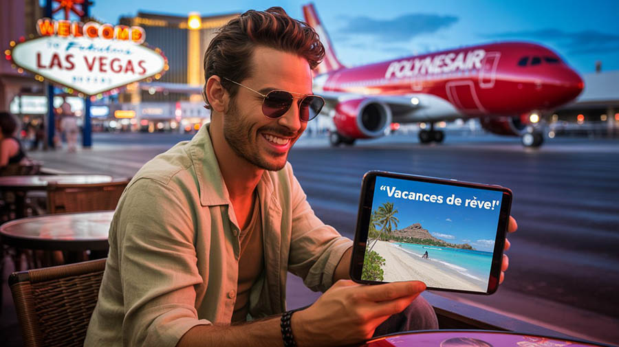 Marseille avec escale à Las Vegas – arriver à Tahiti – Polynesair