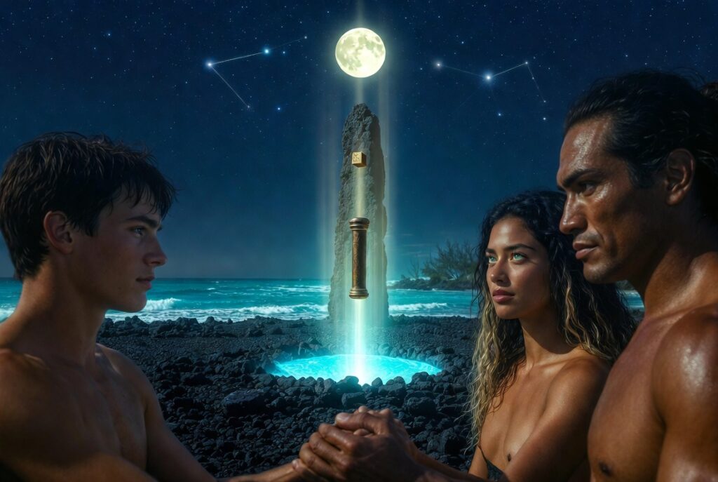 Maeva, Thomas, Teva - Les Secrets d'Amosia - au marae de Raiatea