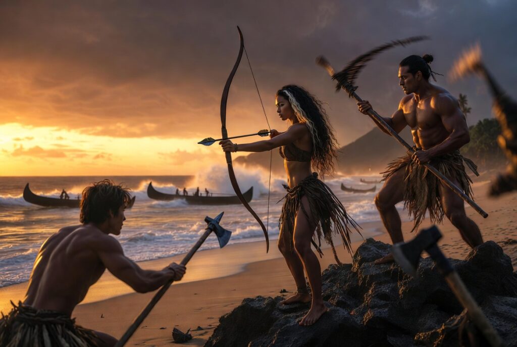 Maeva, Thomas, Teva - Les Secrets d'Amosia - guerre sur la plage