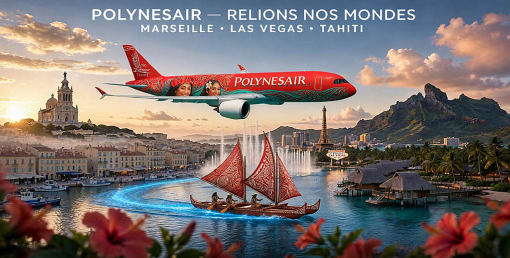 Polynesair A350 Marseille Las Vegas Tahiti