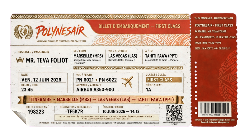 Billet classe affaire POLYNESAIR